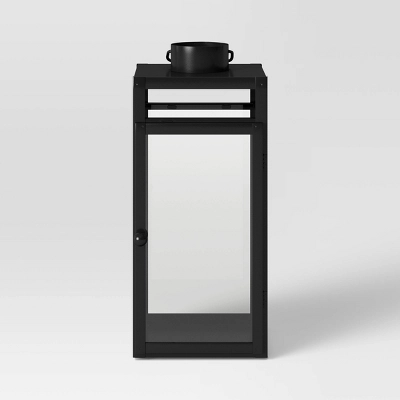 24" X 8" Decorative Metal Lantern Candle Holder Black - Threshold™ 4 24" X 8" Decorative Metal Lantern Candle Holder Black - Threshold™ - Image 2