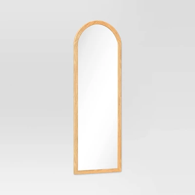 22" X 65" Fluted Arch Floor Mirror Light Natural - Threshold™: Pine Frame, No Assembly Required 4 22" X 65" Fluted Arch Floor Mirror Light Natural - Threshold™: Pine Frame, No Assembly Required - Image 2