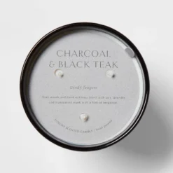 Colored Vase Glass With Dustcover & Black Teak Candle Black - Threshold™ -Threshold™ GUEST db5f0a77 3d4b 4811 aeb9 5e16fded9c82