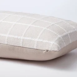 Oblong Woven Grid Decorative Throw Pillow Light Beige - Threshold™ Designed With Studio McGee: Cotton Ribbed, Indoor Rectangle Cushion -Threshold™ GUEST e0a5a835 1d1f 44e1 8c33 7751ce5df7fc