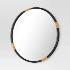30" Metal/Rattan Wrap Wall Mirror Black - Threshold™ -Threshold™ GUEST e0d26290 cb00 4e2a 94af 157eb7cbada9
