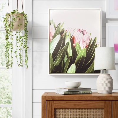 16" X 20" Floral Photography Framed In Pale Maple Wall Canvas Pink - Threshold™ 3 16" X 20" Floral Photography Framed In Pale Maple Wall Canvas Pink - Threshold™