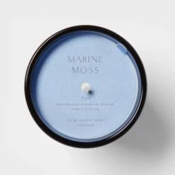 Colored Vase Glass With Dustcover Marine Moss Candle Blue - Threshold™ -Threshold™ GUEST e5035607 20cd 4e66 bc9b 502503c48b69