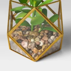 5" X 4" Artificial Succulent Plant With Brass Terrarium - Threshold™ -Threshold™ GUEST e581f30b 3349 4561 94cd 4b256f51db66