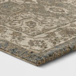 Medallion Jewel Boarder Persian Rug Cream/Gray - Threshold