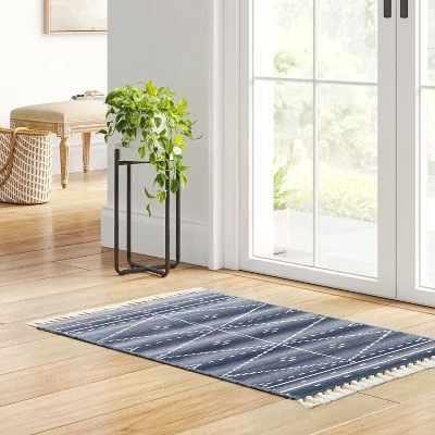 2'4"x3'9" Woven Tapestry Rug With Fringe Indigo - Threshold™ 3 2'4"x3'9" Woven Tapestry Rug With Fringe Indigo - Threshold™