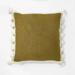 Woven Frame Square Throw Pillow With Side Tassels - Threshold™ Designed With Studio McGee -Threshold™ GUEST f0a5608e 34a9 4fe1 b492 5b1a9e62ecd1