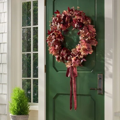 30" XL Mixed Leaf Artificial Wreath Red - Threshold™ Designed With Studio McGee 3 30" XL Mixed Leaf Artificial Wreath Red - Threshold™ Designed With Studio McGee