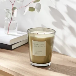 Colored Vase Glass With Dustcover Watermint And Eucalyptus Candle Green - Threshold™