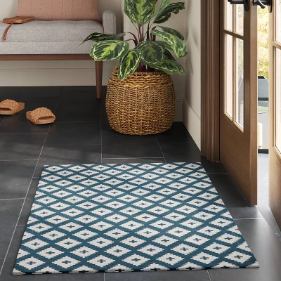 2'x3' Diamond Woven Scatter Accent Rug Blue - Threshold™ 2 2'x3' Diamond Woven Scatter Accent Rug Blue - Threshold™