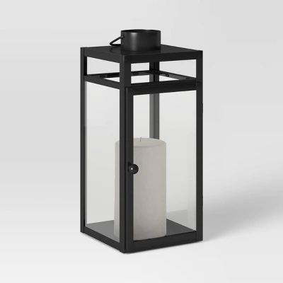 24" X 8" Decorative Metal Lantern Candle Holder Black - Threshold™ 5 24" X 8" Decorative Metal Lantern Candle Holder Black - Threshold™ - Image 3