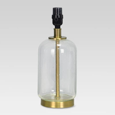 Bubble Glass With Brass Detail Small Lamp Base Clear - Threshold 3 Bubble Glass With Brass Detail Small Lamp Base Clear - Threshold