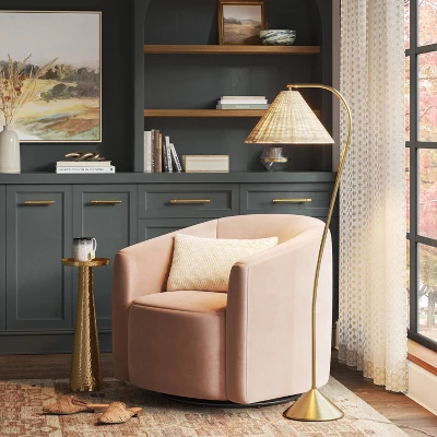 Gooseneck Floor Lamp With Natural Shade - Threshold™ 3 Gooseneck Floor Lamp With Natural Shade - Threshold™